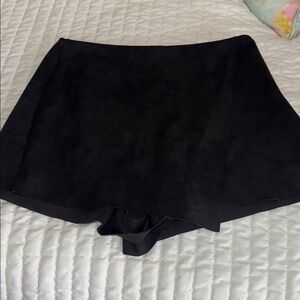 Black Suede Mini Skirt with shorts